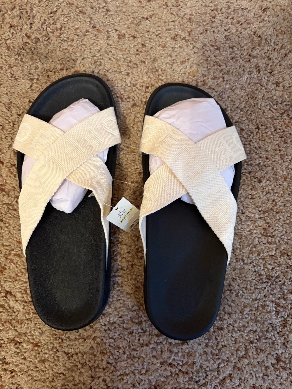 Women's Crisscross Slide Sandals in Cream - Soft Slip-On Comfort